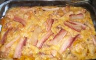 Coxa de frango assada com bacon